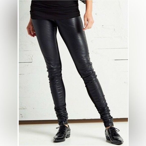 PLANET By Lauren G Legging Vegan Leather Black Size 2 (10-14) - Picture 1 of 9